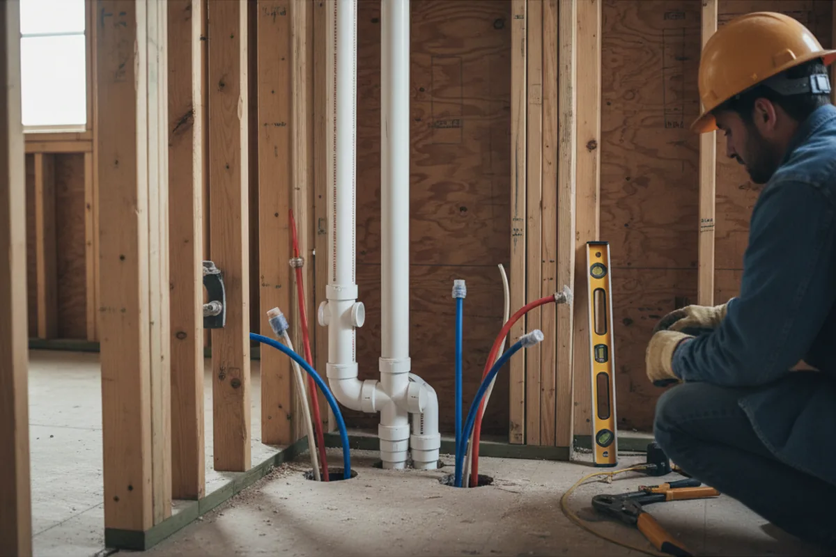 Drain and supply rough-in during Leak Detection in Varnell